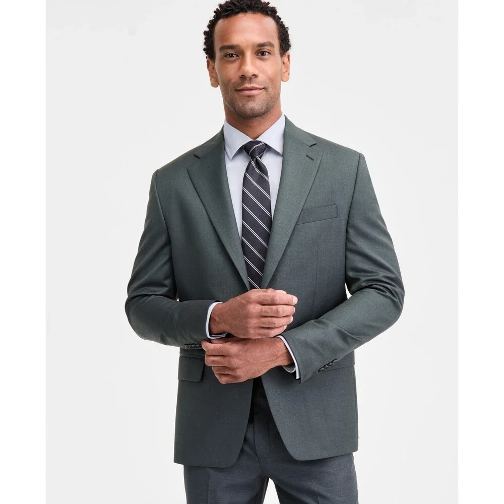 Michael Kors Classic-Fit Wool-Blend Suit Separate Jacket Men's 46R Olive L/S